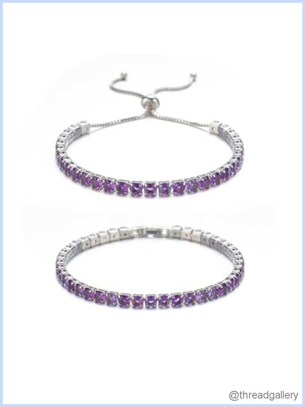 Silver Tennis Bracelet Women CZ Amethyst Birthstone Chain Jewelry